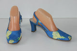 Escarpins UN JOUR AILLEURS Ouverts Toile Bleue T 39 BE