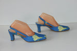 Escarpins UN JOUR AILLEURS Ouverts Toile Bleue T 39 BE