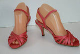 Escarpins GLORIA BELLI Cuir et Tissu Rose T 37 TBE
