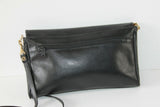 VINTAGE Sac LANPIN Paris Pochette Cuir Noir Bandoulière TBE