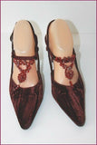 PARALLELE Escarpins Cuir Velours Campari Bijoux T 5.5  / T 38.5 TBE