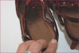 PARALLELE Escarpins Cuir Velours Campari Bijoux T 5.5  / T 38.5 TBE