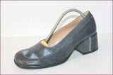 VINTAGE SAN MARINA Escarpins Cuir Gris Foncé bleu T 38 TBE
