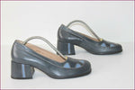 VINTAGE SAN MARINA Escarpins Cuir Gris Foncé bleu T 38 TBE