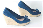 PULL AND BEAR Escarpins Compensés Synthétique Bleu T 37 TBE