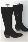 VENISE COLLECTION Bottes Daim Velours Noir T 38.5 TBE