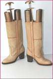 VINTAGE Mi Bottes Tout Cuir Camel Made In Italy T 35 TBE