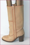 VINTAGE Mi Bottes Tout Cuir Camel Made In Italy T 35 TBE