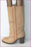 VINTAGE Mi Bottes Tout Cuir Camel Made In Italy T 35 TBE