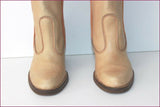 VINTAGE Mi Bottes Tout Cuir Camel Made In Italy T 35 TBE