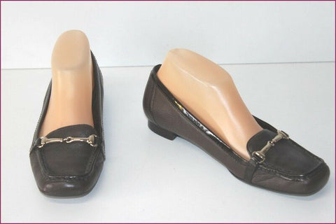 JONES NEW YORK Escarpins Mocassins Tout Cuir Marron Foncé T 37.5 BE