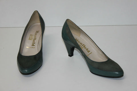 MANFIELD Escarpins Vintage tout Cuir Vert T 35 BE