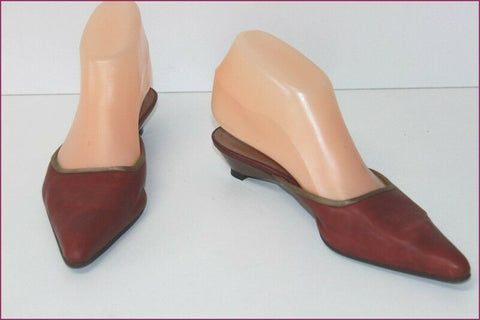 EMPORIO ARMANI Mules Tout Cuir Rouge Très Foncé T 35 TBE