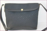 PIERRE CARDIN Sac Vintage Cuir et Textile Marine TBE