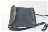 PIERRE CARDIN Sac Vintage Cuir et Textile Marine TBE