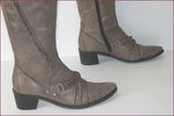 BOCAGE Bottes Genoux Pointues Cuir Taupe T 37 TBE