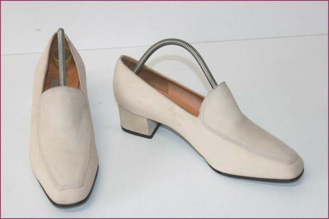 DIAPOSITIVE Paris Escarpins Mocassins Cuir Peau Beige T 4 / T 37 TBE