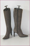 MODA DI FAUSTO Bottes Tout Cuir Gris Hauts Talons T 36 TBE
