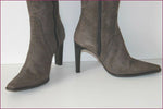 MODA DI FAUSTO Bottes Tout Cuir Gris Hauts Talons T 36 TBE