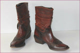 SAN MARINA Bottines Boots Cuir Plissé Marron Nuancé T 36 TBE