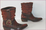 SAN MARINA Bottines Boots Cuir Plissé Marron Nuancé T 36 TBE