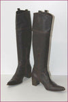 Bottes Genoux Pointues Cuir Souple Marron Foncé T 38 BE