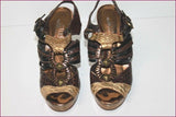 STUDIO Pour André Sandales Cuir Bronze Doré Marron T 35 TBE