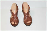 FRANCO MARTINI Escarpins Sandales Tout Cuir Tressé Marron T 37.5 TBE