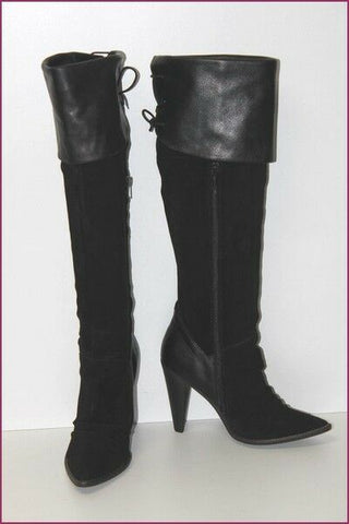 SAN MARINA Bottes Genoux Bi matière Cuir Daim T 38 ETAT NEUF