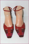 DIANINI Escarpins Tout Cuir Ajouré rouge Foncé T 38 TBE