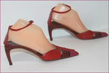 DIANINI Escarpins Tout Cuir Ajouré rouge Foncé T 38 TBE