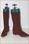 CATARINA MARTINS Mi Bottes Daim Bordeaux Talons Compensés T 39 TBE