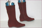 CATARINA MARTINS Mi Bottes Daim Bordeaux Talons Compensés T 39 TBE