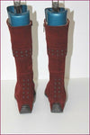 CATARINA MARTINS Mi Bottes Daim Bordeaux Talons Compensés T 39 TBE