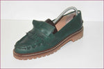 MANFIELD Mocassins à Franges Cuir Vert foncé T 40.5 TBE