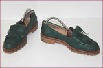MANFIELD Mocassins à Franges Cuir Vert foncé T 40.5 TBE