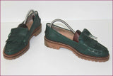MANFIELD Mocassins à Franges Cuir Vert foncé T 40.5 TBE