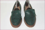 MANFIELD Mocassins à Franges Cuir Vert foncé T 40.5 TBE