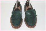 MANFIELD Mocassins à Franges Cuir Vert foncé T 40.5 TBE