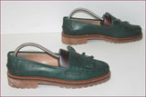 MANFIELD Mocassins à Franges Cuir Vert foncé T 40.5 TBE