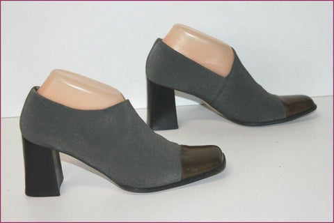 JB MARTIN Escarpins Toile Grise et Cuir Bronze T 4.5 / 38.5 TBE