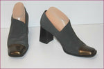 JB MARTIN Escarpins Toile Grise et Cuir Bronze T 4.5 / 38.5 TBE