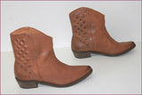 ZARA Low Boots Western Cuir Marron Clair T 37 TTBE