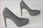 CALVIN KLEIN Escarpins Tout Cuir Gris Hauts Talons Fins T 36 TBE