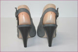 MANOUKIAN Escarpins Cuir Gris talons Ouverts T 38 TBE