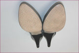 MANOUKIAN Escarpins Cuir Gris talons Ouverts T 38 TBE