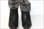 RB Boots Sabot Cuir Clouté Noir Revers Fourré T 35 TBE