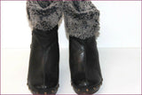 RB Boots Sabot Cuir Clouté Noir Revers Fourré T 35 TBE