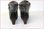 RB Boots Sabot Cuir Clouté Noir Revers Fourré T 35 TBE