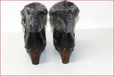 RB Boots Sabot Cuir Clouté Noir Revers Fourré T 35 TBE